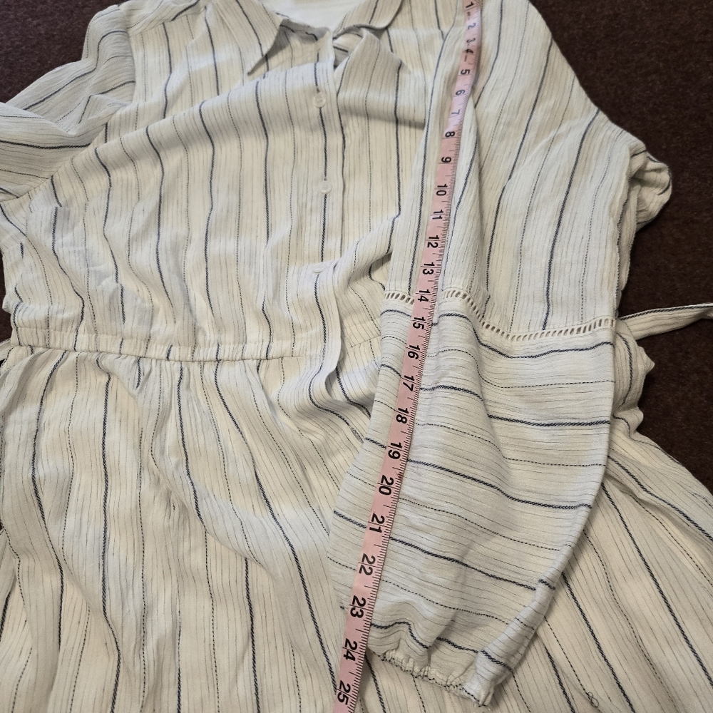 Lane Bryant Blouson Sleeved Striped Midi Shirt Dress In Size 18 - Picture 7 of 9